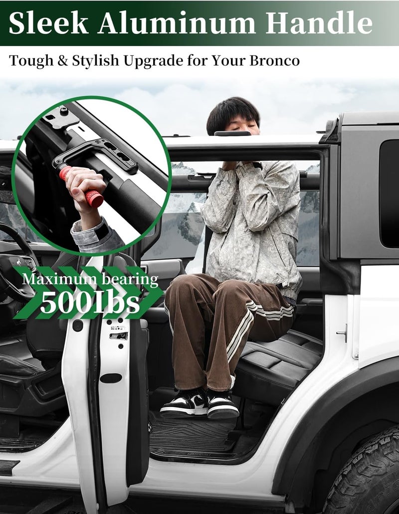 JROAD Bronco Aluminum Grab Handles Roll Bar Non-Slip Grip HandlesCompatible with Ford Bronco 2021-2025 Front or Rear Seat 4 Door Soft/Hard Top,Bronco Raptor Interior Accessories （4PCS/red） - Image 3